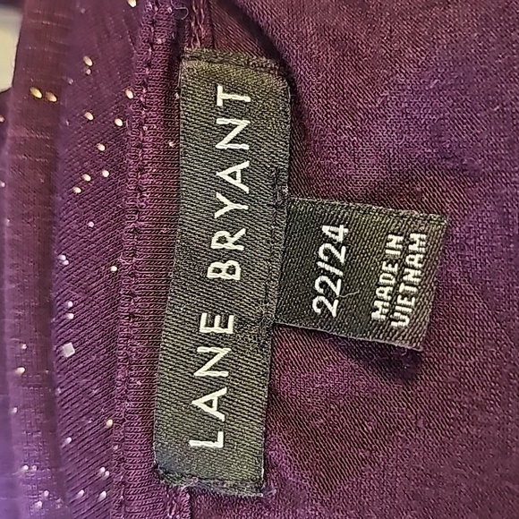 LANE BRYANT,‎ Y2K women's purple top with gold bling. Size 22/24. Tie at side. - Picture 9 of 12
